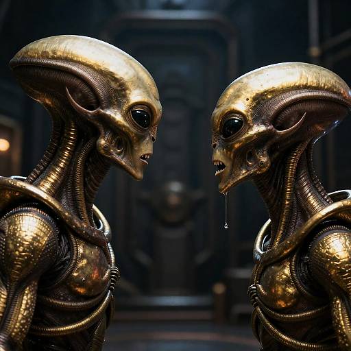 Encounter of Alien Beings in Metal Room