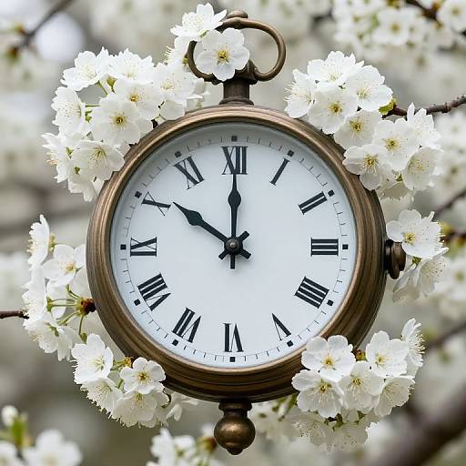 Surreal Vintage Clock with Flowers