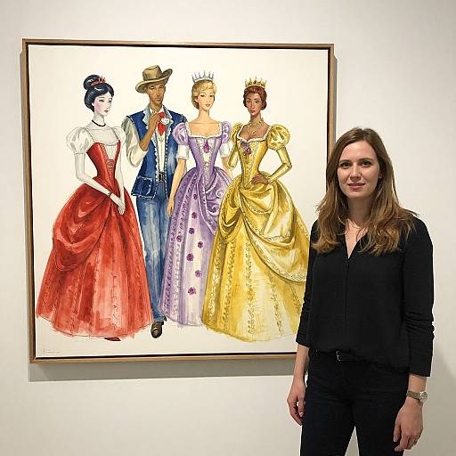 Elegant Watercolor Art Gallery Scene