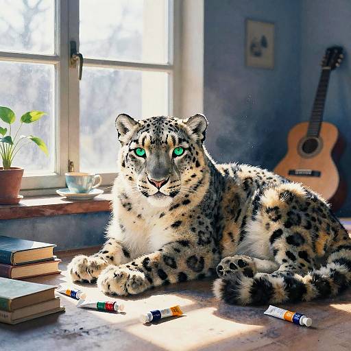 Sunlit Snow Leopard Artist Loft