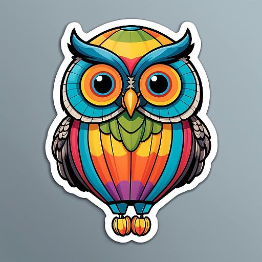Joyful Owl Hot Air Balloon Sticker Design Joyful Owl Hot Air Balloon Sticker Design