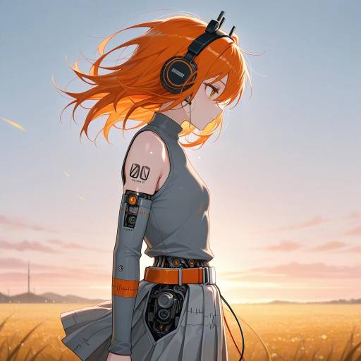 Pensive Android Cowboy with Orange Hair