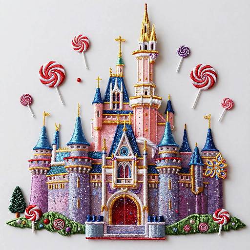 Sparkling Candy Castle Embroidery Patch
