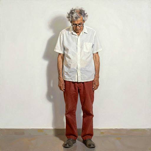 Elderly Man in Shadowy Realism