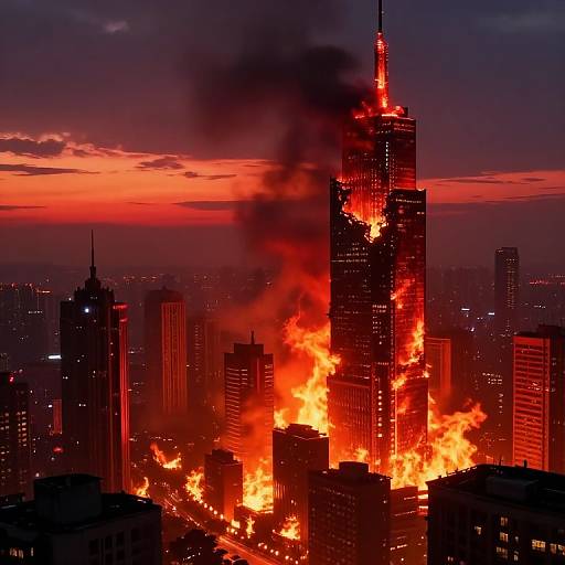 Apocalyptic Futuristic City Ablaze