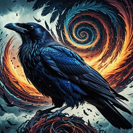 Majestic Raven on Swirling Tornado