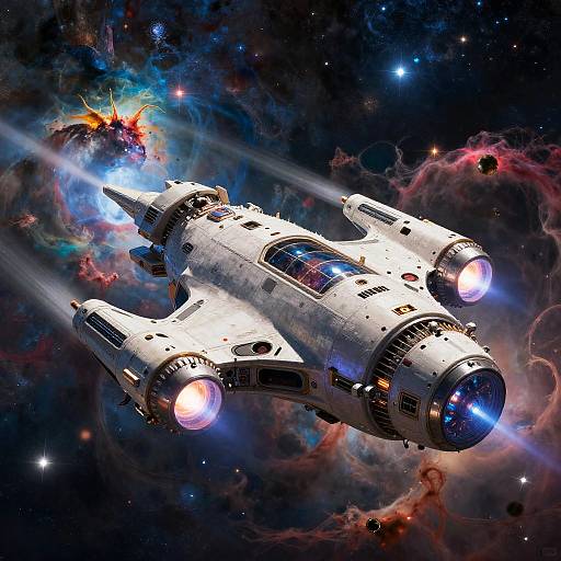 Innova Spaceship in Colorful Nebula