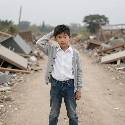 Resilient Youth Amidst Ruins