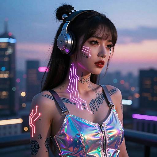 Futuristic Cyberpunk Neon Portrait