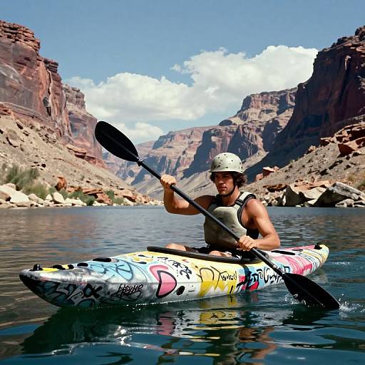 Futuristic Graffiti Raft Kayaking