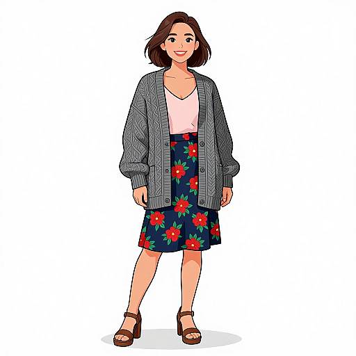 Smiling Woman in Chic Casual Outfit