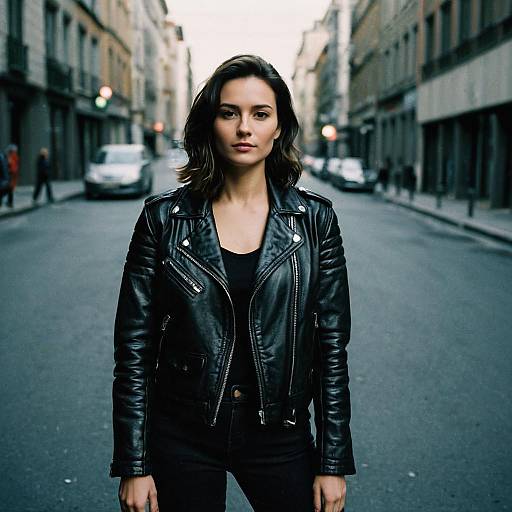 Woman in Light Leather Jacket