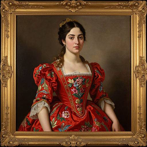 Realistic Spanish Woman in Red Dress