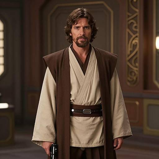 Cinematic Male Jedi Portrait in Luxe Setting