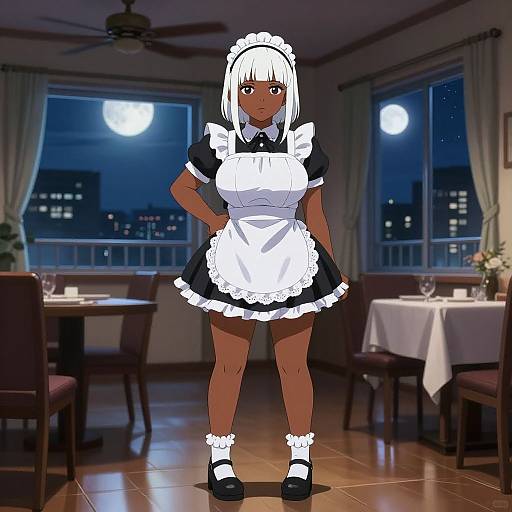 Realistic Anime Dark-Skinned Maid