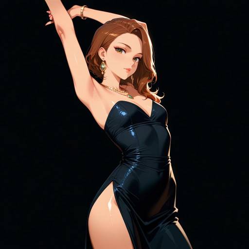 Elegant Cowgirl in Glamorous Black Dress Elegant Cowgirl in Glamorous Black Dress