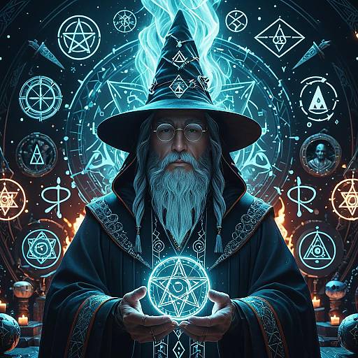 Portrait of a Wizard with Arcane Symbols
