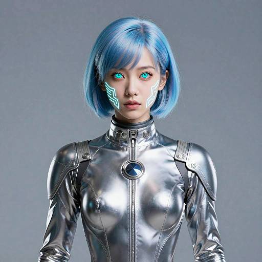 Sleek Galactic Explorer in Chrome Suit