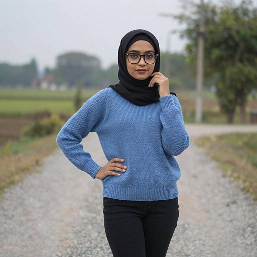 Confident Woman in Black Hijab