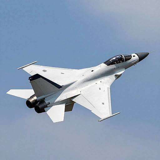 Sleek Military Jet in Blue Sky