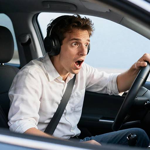 Man in Shock Inside a Car