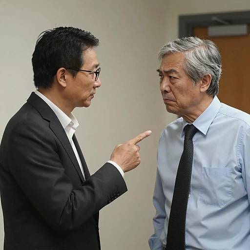 Two men in business attire having intense discussion