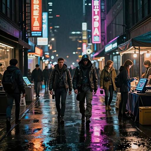 Dystopian Neon Urban Night Scene