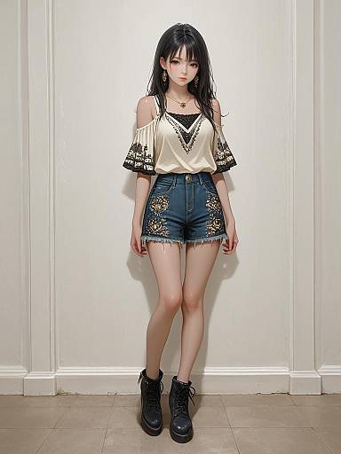 Boho Casual Woman Full Body Portrait