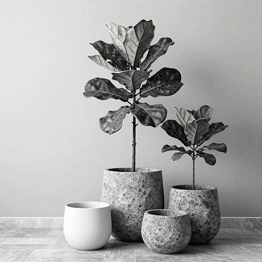 Graphite Fiddle Leaf Fig Still Life