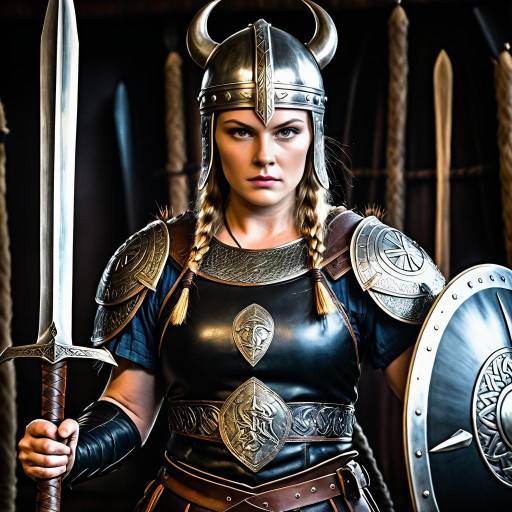 Female Viking Warrior with Sword and Shield