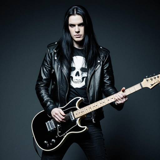 Rock Guitarist in Black Leather Jacket