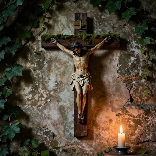 Handcrafted Crucifix in Abandoned Chapel