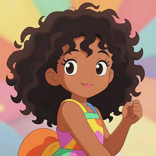 Curly Haired Anime Girl Portrait