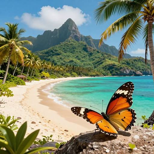 Vintage Tropical Island Butterfly View