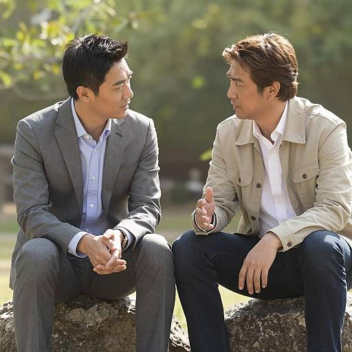 Outdoor Conversation Between Two Men