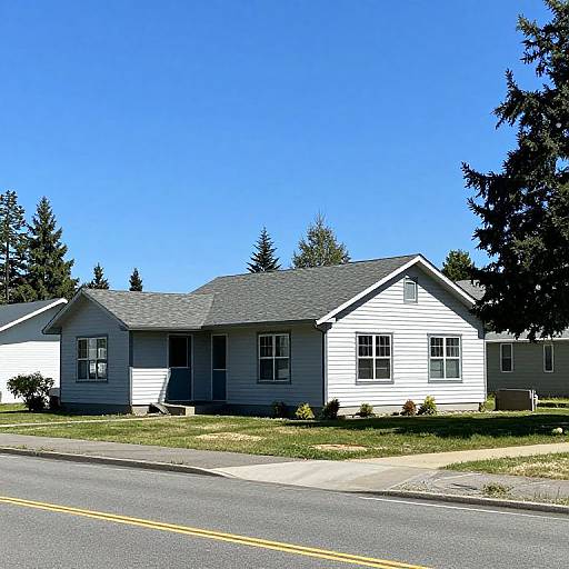 Single-Story Suburban House Under Clear Sky