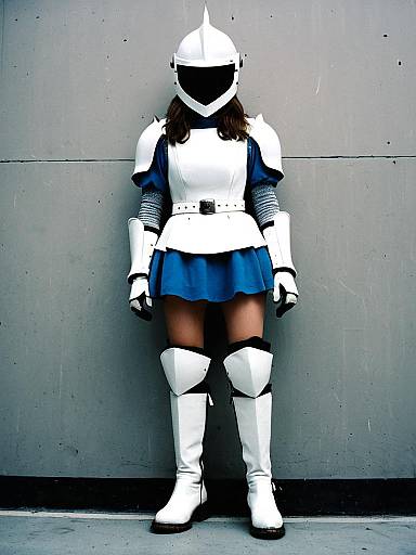 Woman Wearing White Knight Armor Costume