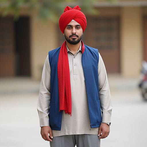 Man with Red Turban and Scarf