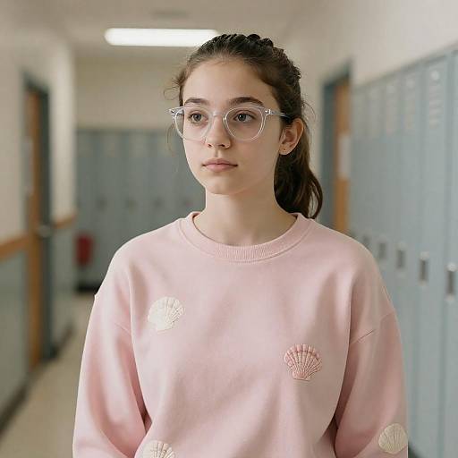 Teenage Girl in School Hallway Portrait