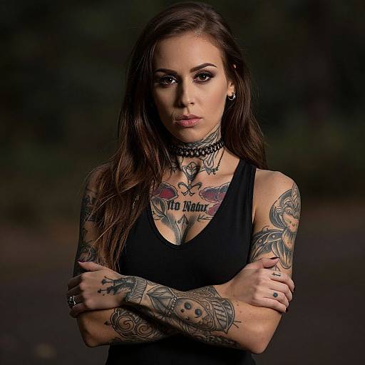 Tattooed Woman with Dramatic Lighting