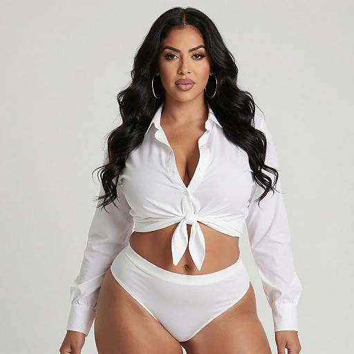 Confident Curvy Woman in White Shirt