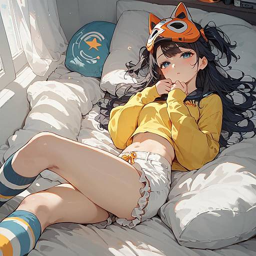 Anime Girl in Yellow Midriff Outfit