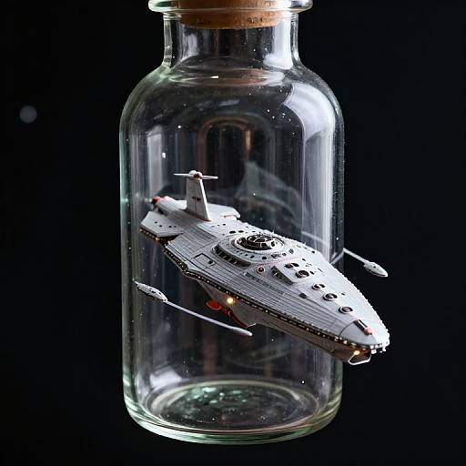 USS Enterprise Miniature in Glass Bottle