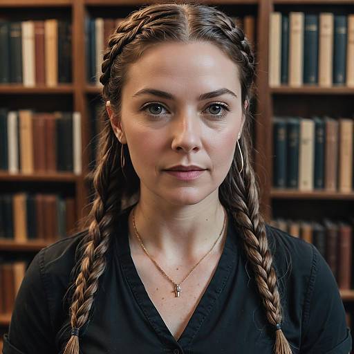 Intense Portrait in Vintage Library Setting