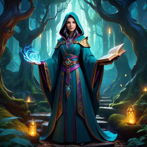 Enchanting Female Mage in Ancient Forest Enchanting Female Mage in Ancient Forest