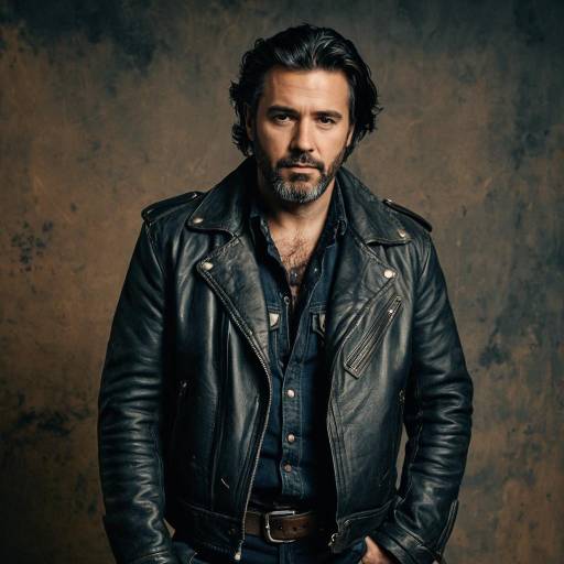 Man in Rugged Leather Jacket Portrait