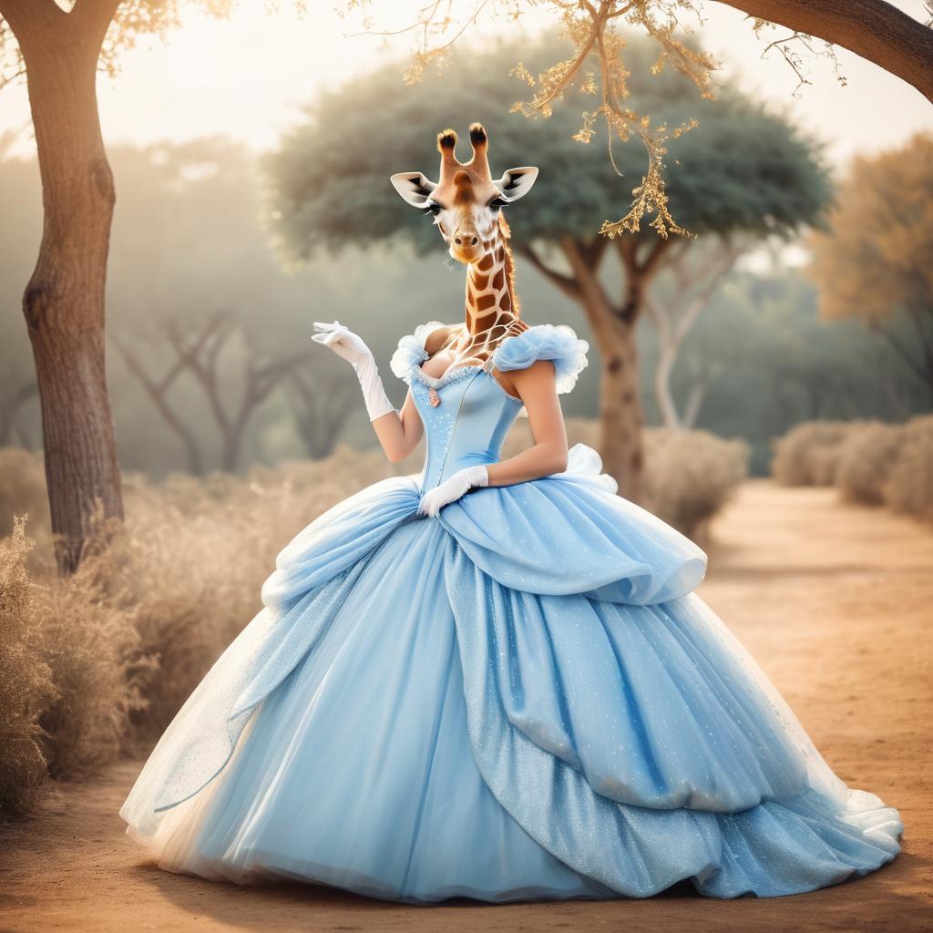 Whimsical Giraffe as Cinderella Portrait