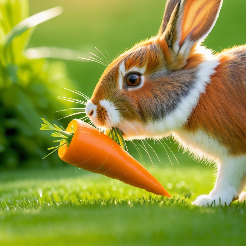 Hyper-Realistic Rabbit Nibbling Carrot