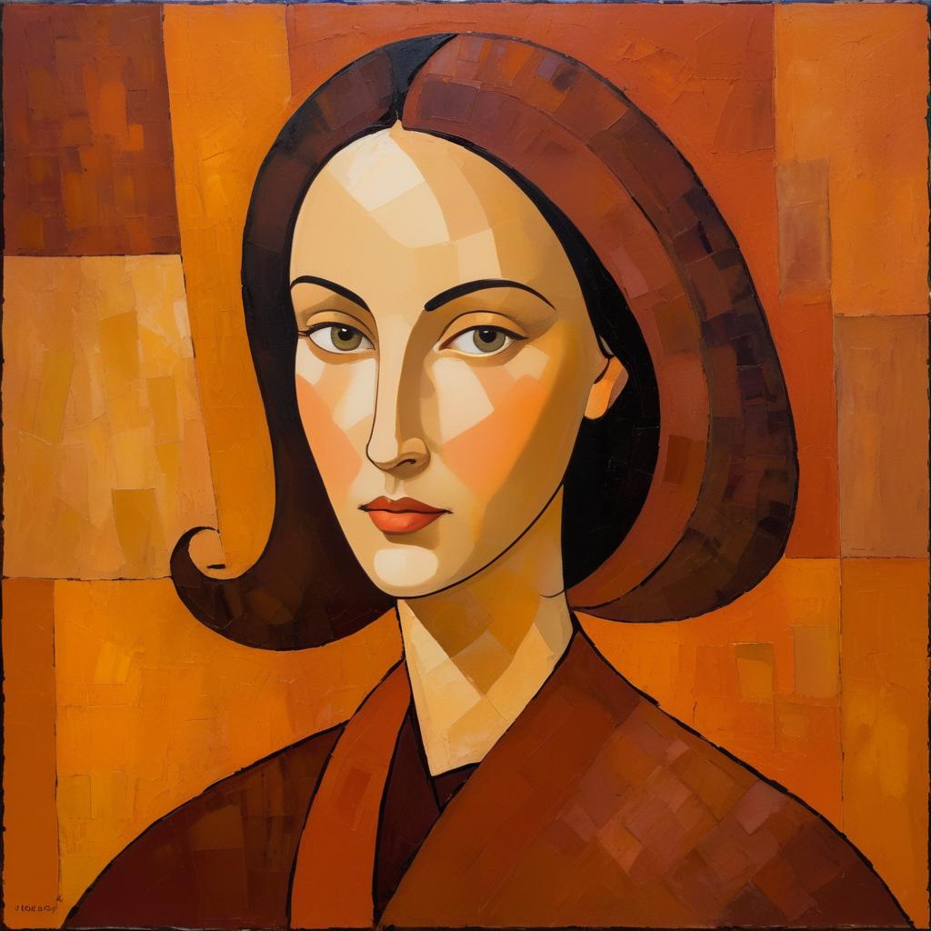 Elongated Portrait of a Middle-Aged Woman