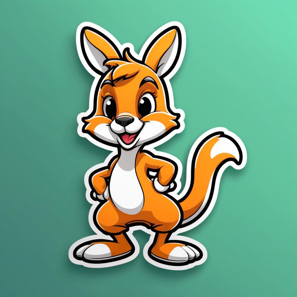 Spirited Kangaroo Die-Cut Sticker Design